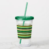 Witte staafjes met fijne groene streep acryl drinkbeker (Achterkant)