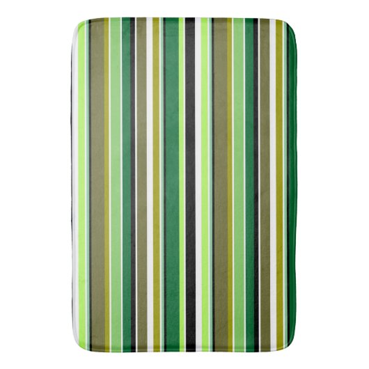 Witte staafjes met fijne groene streep badmat (Voorkant Verticaal)