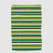 Witte staafjes met fijne groene streep golfhanddoek (Voorkant)