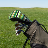 Witte staafjes met fijne groene streep golfheadcover (Insitu)