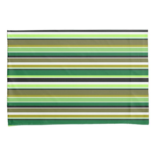 Witte staafjes met fijne groene streep kussensloop (Voorkant-Rechts)