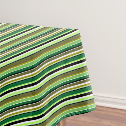 Witte staafjes met fijne groene streep tafelkleed (Voorbeeld)