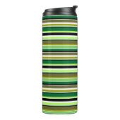 Witte staafjes met fijne groene streep thermosbeker (Gedraaid links)