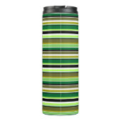 Witte staafjes met fijne groene streep thermosbeker (Achterkant)