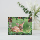 Witte-staart herten Fawn kerst Kaart (Staand voorkant)