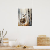Witte Staart Herten Woodland Animal Art Print Post (Keuken)