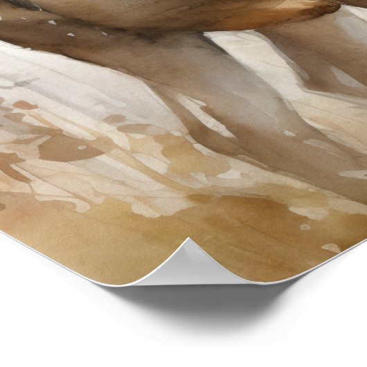 Witte Staart Herten Woodland Animal Art Print Post (Hoek)