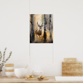 Witte Staart Herten Woodland Animal Art Print post (Keuken)
