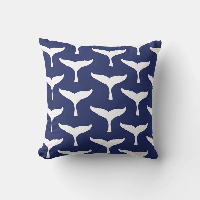 Witte Staart van Walvis Zee Dier Blauwe Oceaan Mar Kussen (Voorkant)