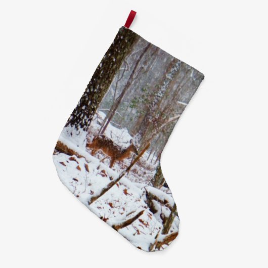 Witte staarten op sneeuw grote kerstsok (Voorkant (Hangend))