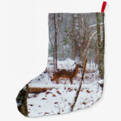 Witte staarten op sneeuw grote kerstsok (Achterkant)