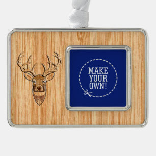 Witte staartenkop Hout Verzilverd Omlijst Ornament