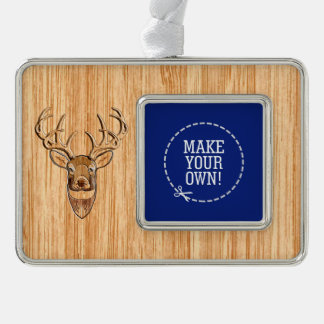 Witte staartenkop Hout Verzilverd Omlijst Ornament