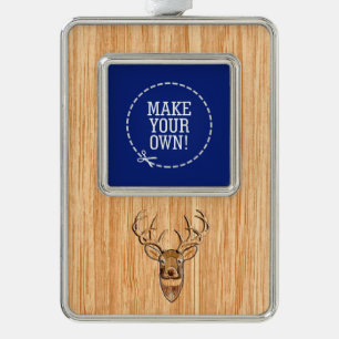 Witte staartenkop Hout Verzilverd Omlijst Ornament