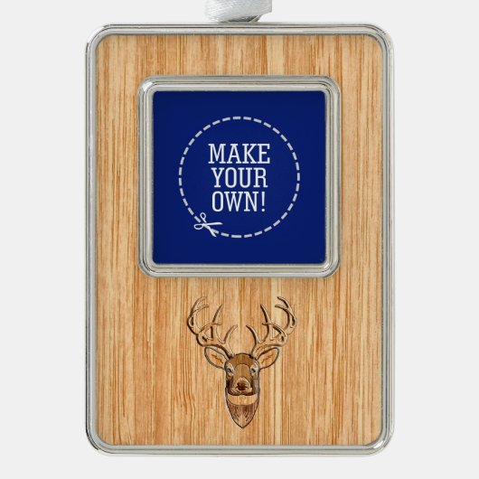 Witte staartenkop Hout Verzilverd Omlijst Ornament (Voorkant)