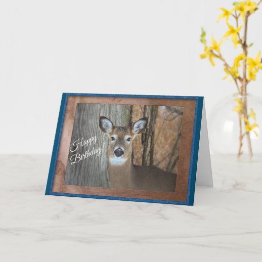 Witte staartherten Happy Birthday Kaart (Gele Bloem)