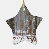 witte staartherten in de sneeuw keramisch ornament (Links)