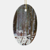 witte staartherten in de sneeuw keramisch ornament (Rechts)