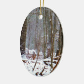 witte staartherten in de sneeuw keramisch ornament (Links)