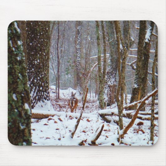 witte staartherten in de sneeuw muismat (Voorkant)