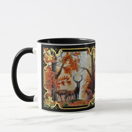 Witte staartwat en herfstbos mok (Links)