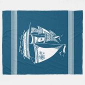 Witte staartwindzeilboot illustreert fleece deken (Voorkant (Horizontaal))