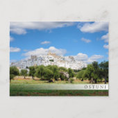 Witte stad Ostuni, briefkaart van de bar in Puglia (Voorkant)