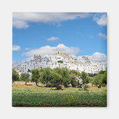 Witte stad Ostuni met olijfbomen, Puglia magneet (Voorkant)