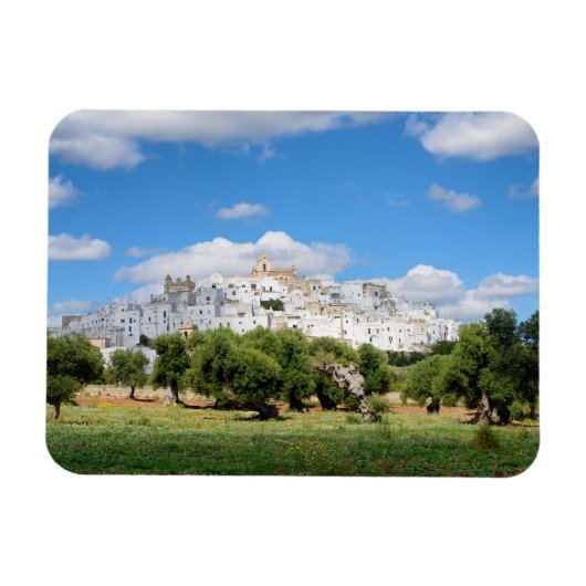 Witte stad Ostuni, Puglia rechthoekige magneet (Horizontaal)