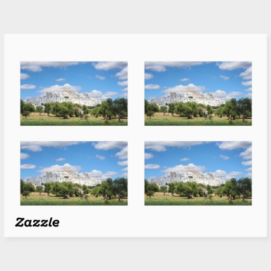 Witte stad Ostuni, Puglia rechthoekige sticker (Vel)
