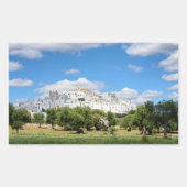 Witte stad Ostuni, Puglia rechthoekige sticker (Voorkant)