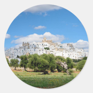 Witte stad Ostuni, Puglia ronde sticker