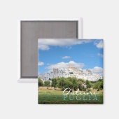 Witte stad Ostuni, Puglia tekstmagneet Magneet (Voorkant / Achterkant)