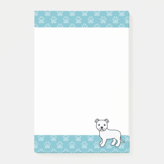 Witte Staffordshire Bull Terrier Honden Tekening Post-it® Notes (Voorkant)