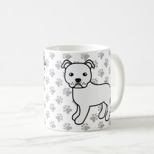 Witte Staffordshire Bull Terrier Schattige Cartoon Koffiemok