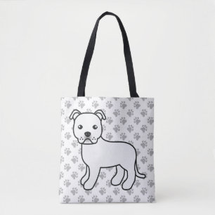 Witte Staffordshire Bull Terrier Schattige Cartoon Tote Bag