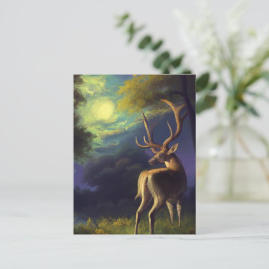  Witte Stag Deer Briefkaart (Staand voorkant)