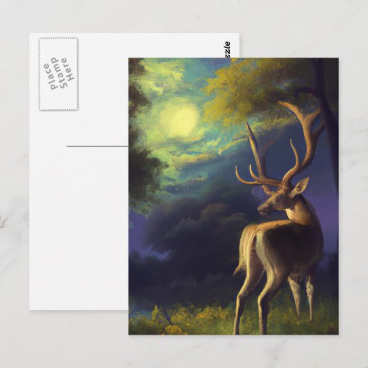  Witte Stag Deer Briefkaart (Voorkant / Achterkant)