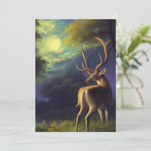  Witte Stag Deer Kaart (Staand voorkant)