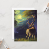 Witte Stag Deer Kaart (Voorkant / Achterkant in situ)