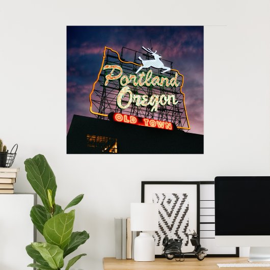 WITTE STAG PORTLAND SIGN POSTER (Thuiskantoor)