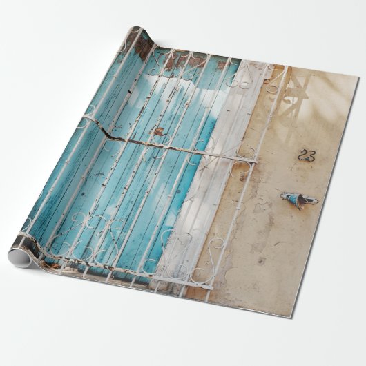 Witte stalen raster cadeaupapier (Uitgerold)