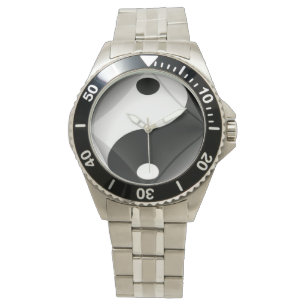 Witte Stalen Yin Yang Horloge van N.A.