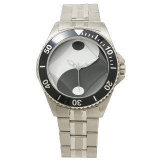 Witte Stalen Yin Yang Horloge van N.A.