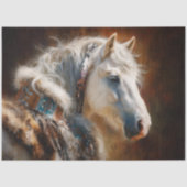 Witte Stalpaard Westerse Meubelen Decoupage Tissuepapier (Voorkant)