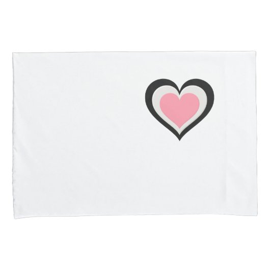 Witte standaard Kussensloop ingesteld met roze har (Voorkant-Rechts)