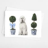 Witte Standaard Poedel Hond Puppy Topiary Waterver Kaart