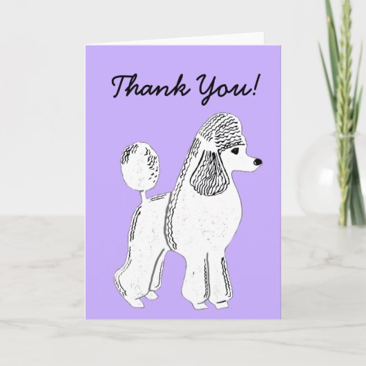 Witte standaard poedel lavendel bedankkaart (Voorkant)