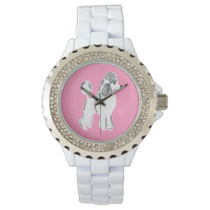 Witte standaard poedel roze polshorloge horloge