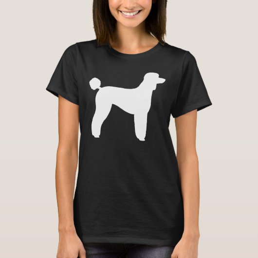 Witte standaard poedel silhouet S T-shirt (Voorkant)